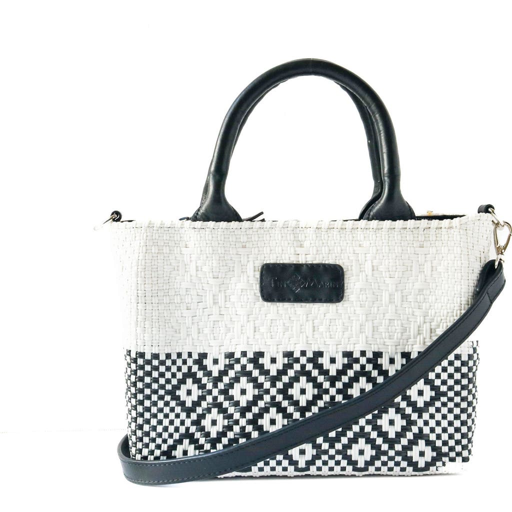 Tin Marin Small Woven Crossbody Bag With Leather In White