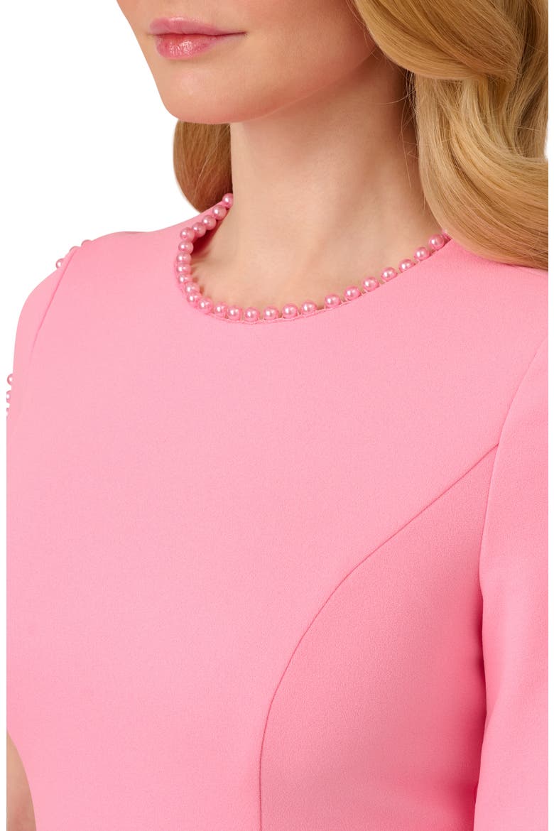 Imitation Pearl Detail Crepe Sheath Dress, Alternate, color, CHERRY BLOSSOM