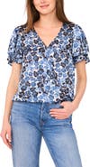 Vince Camuto Floral Print Tulip Sleeve Wrap Top