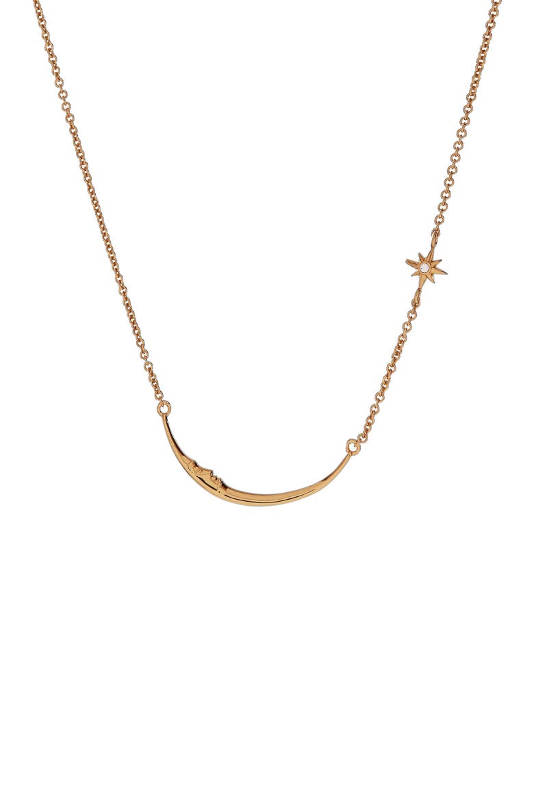 Crescent Moon Necklace, Main, color, Gold