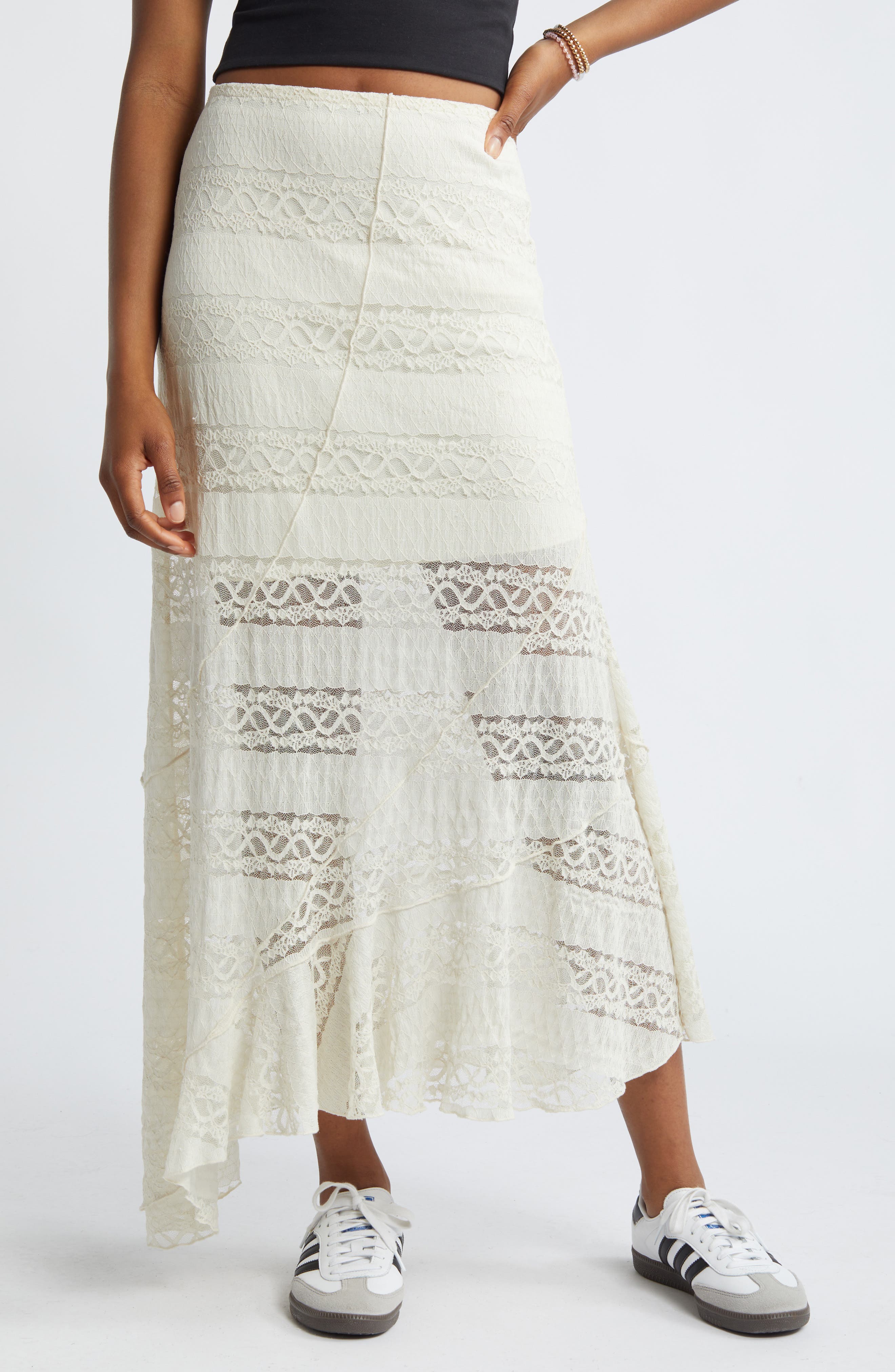 BP. Asymmetric Lace Midi Skirt