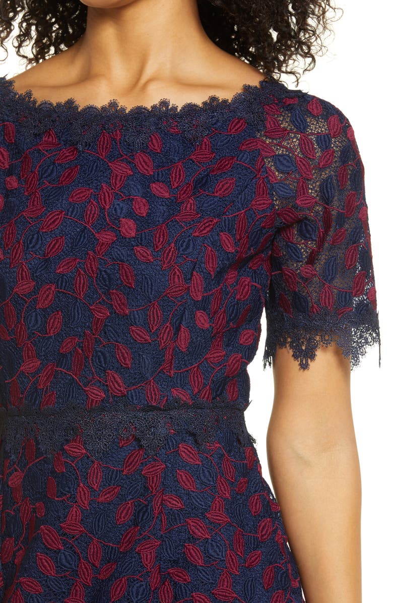 Shani Lace Sheath Dress, Alternate, color, Navy/Berry