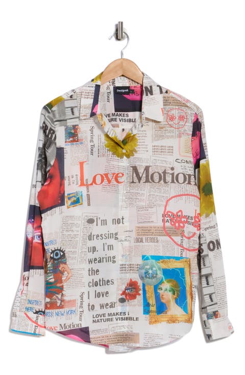 Newsprint Button-Up Shirt