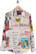 Desigual Newsprint Button-Up Shirt