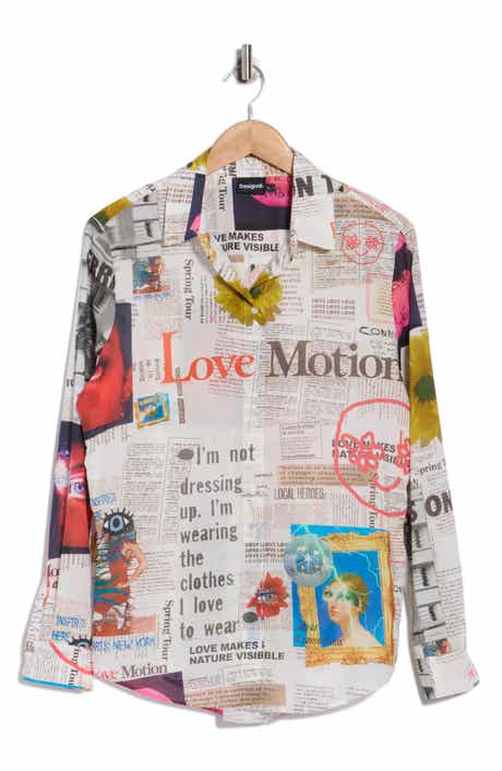 Desigual Newsprint Button-Up Shirt