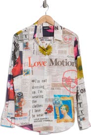 Desigual Newsprint Button-Up Shirt