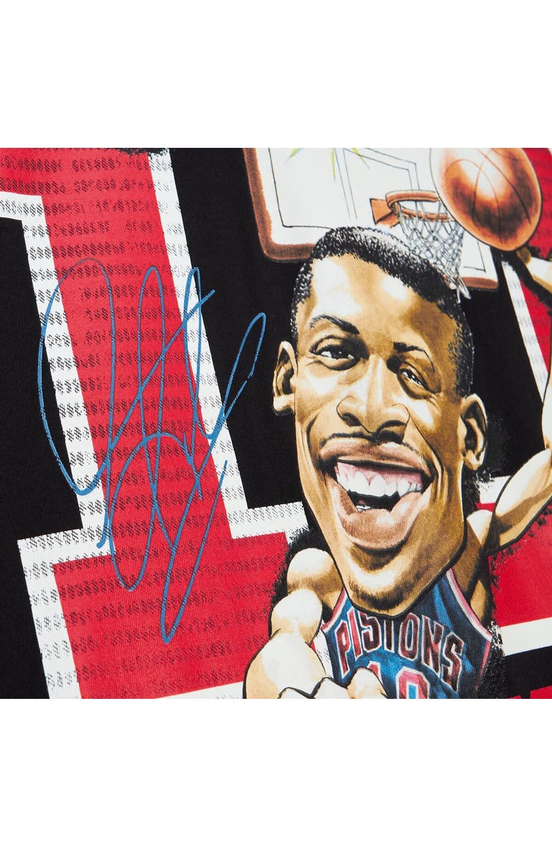 Mitchell & Ness Men's Mitchell & Ness Dennis Rodman Black Detroit Pistons Hardwood Classics Caricature T-Shirt, Alternate, color, 
