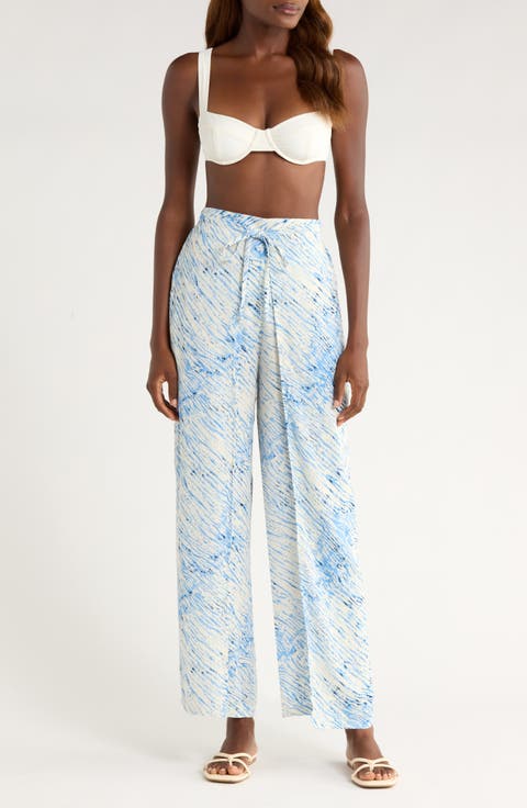 Print Cover-Up Wrap Pants