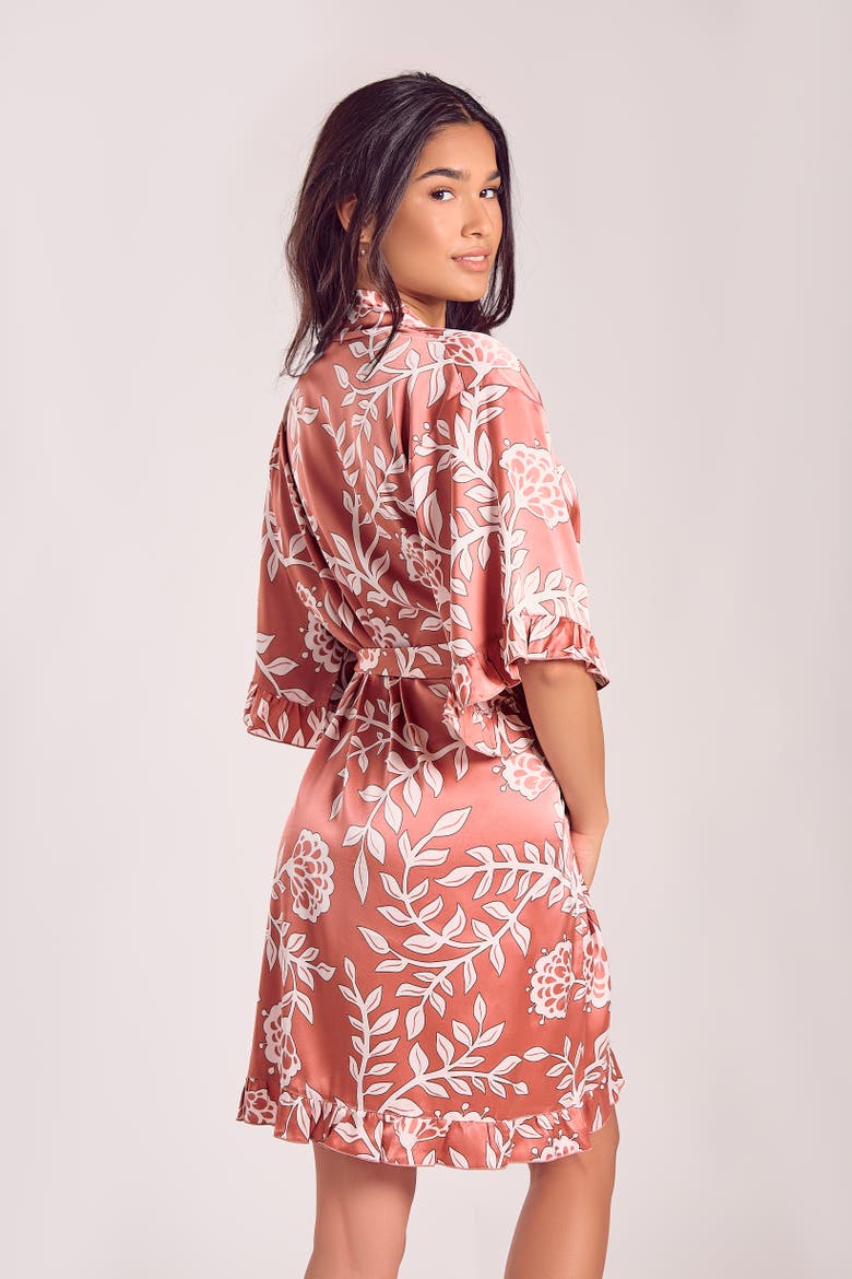 Floral Satin Robe, Alternate, color, Dusty Rose
