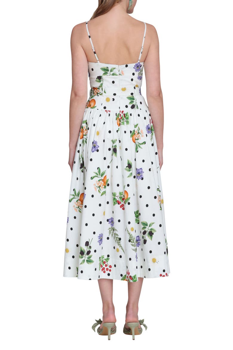 Fruit Florals & Polka Dot Belted Drop Waist Midi Dress, Alternate, color, WHITE SCATTERED BOTA