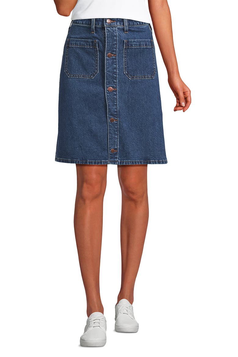 Soft Denim Mid Rise Button Through Mini Skirt, Alternate, color, Indigo Tide Blue