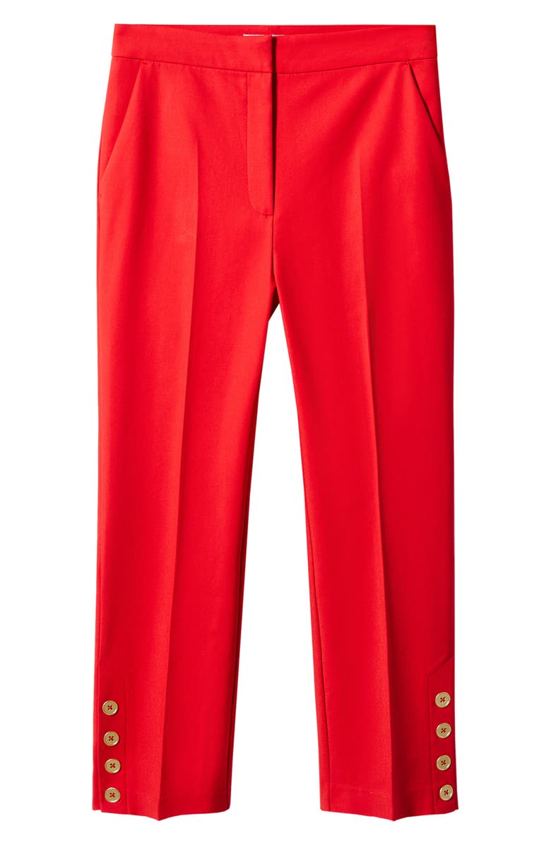 MANGO Button Hem Straight Leg Crop Pants, Alternate, color, 