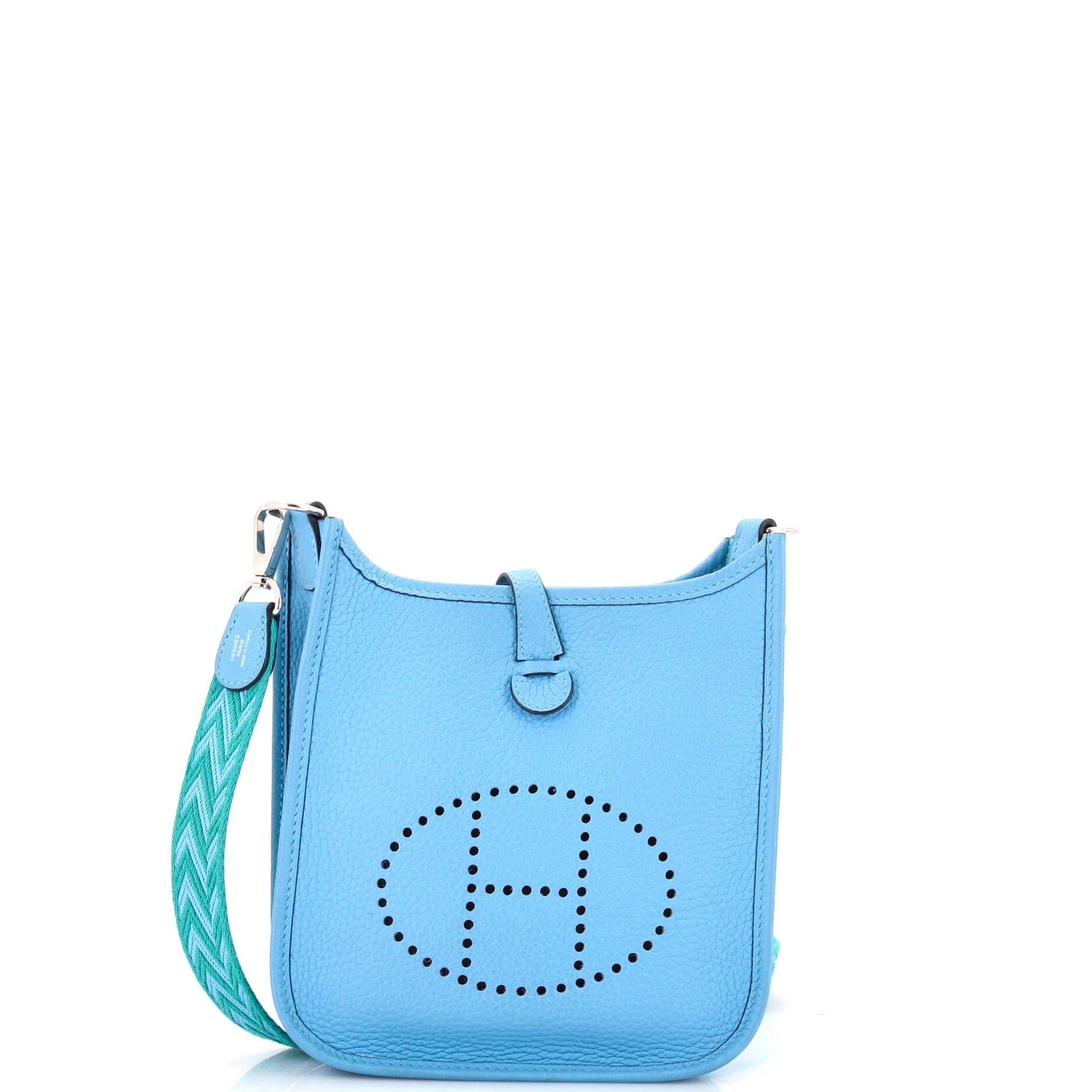 Pre-Owned Hermes Evelyne Bag Gen III Clemence TPM, Main, color, Bleu Du Nord