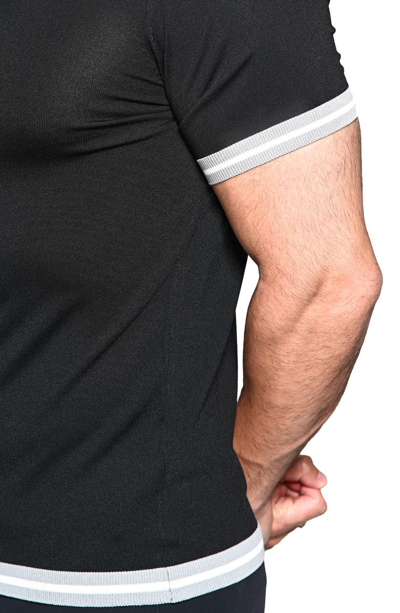 Maceoo Deep Black Quarter Zip Polo, Alternate, color, Black