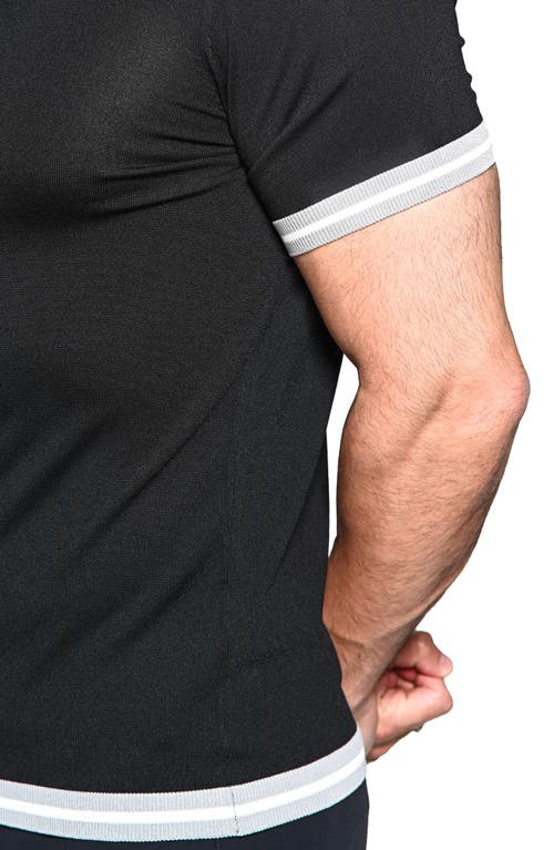 Maceoo Deep Black Quarter Zip Polo In Black