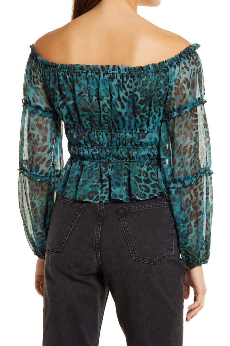 Off the Shoulder Top, Alternate, color, GHOST LEAF LEOPARD PRINT