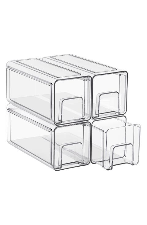 Set of 4 Small Stackable Storage Bins