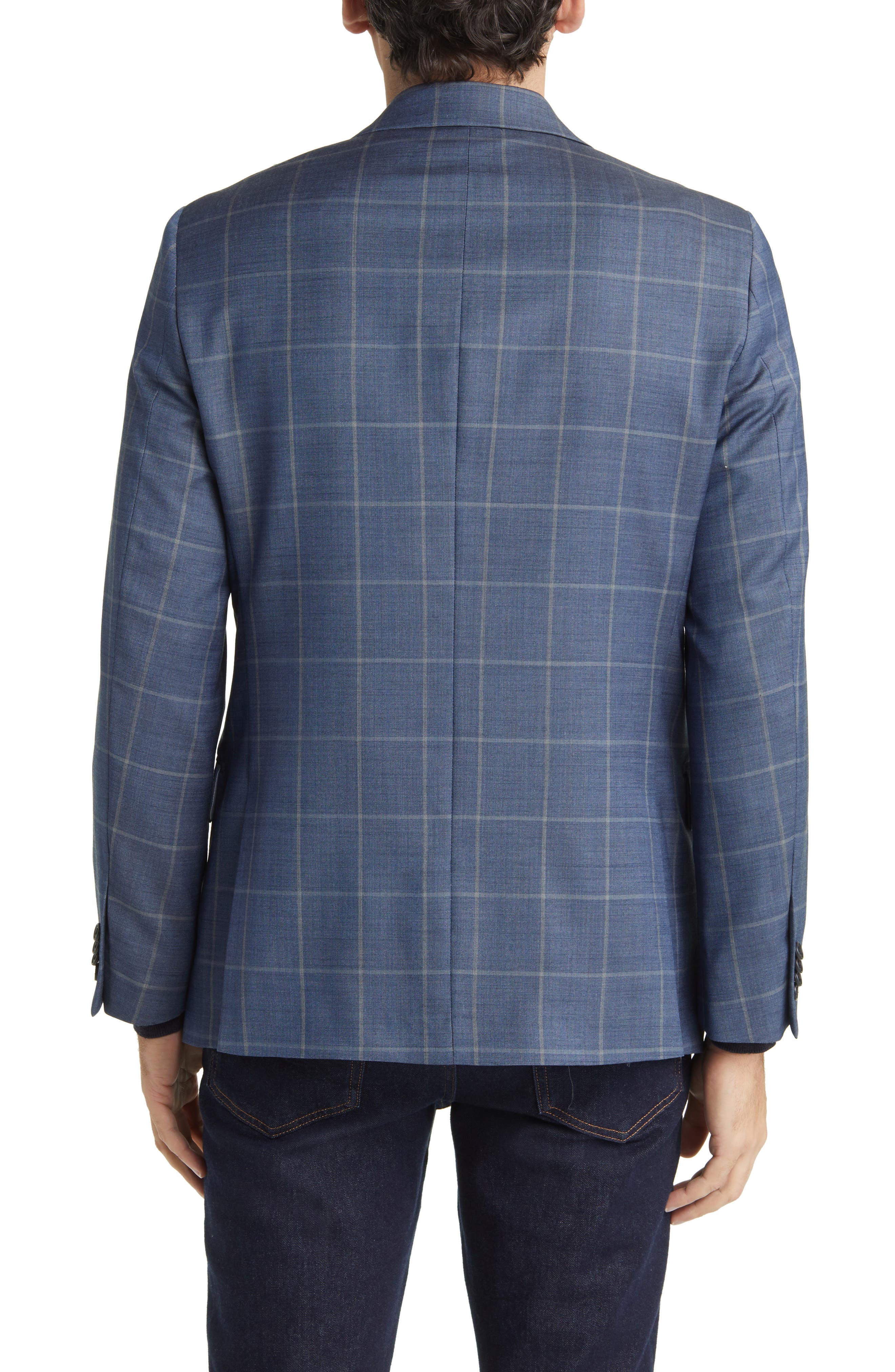 Windowpane Check Wool Blazer - image 2