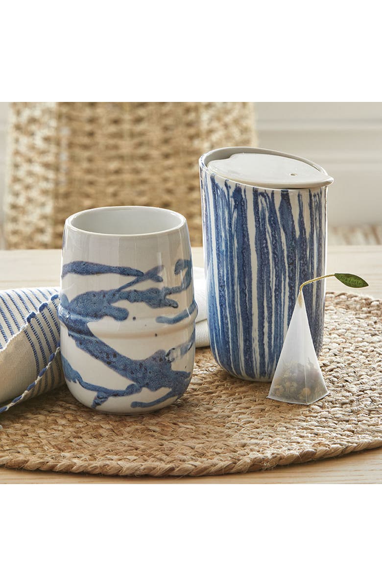 tag Beach House Stripe Travel Mug - Ceramic Drinkware Blue Multi, Alternate, color, Blue