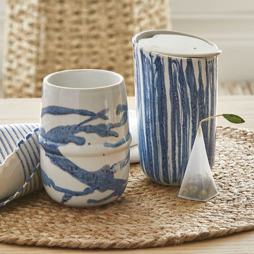 Tag Beach House Stripe Travel Mug In Blue