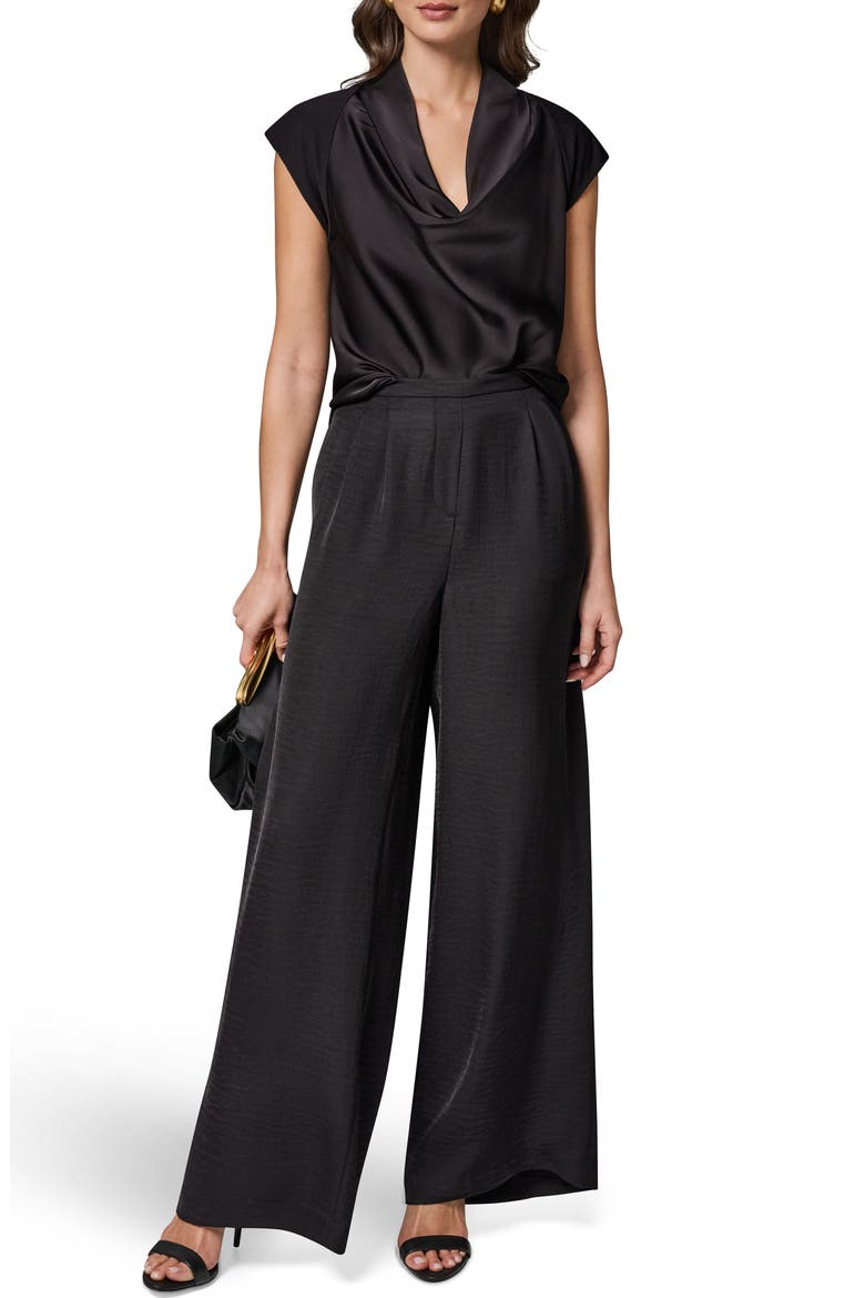 Pleat Front Wide Leg Pants, Alternate, color, BLACK