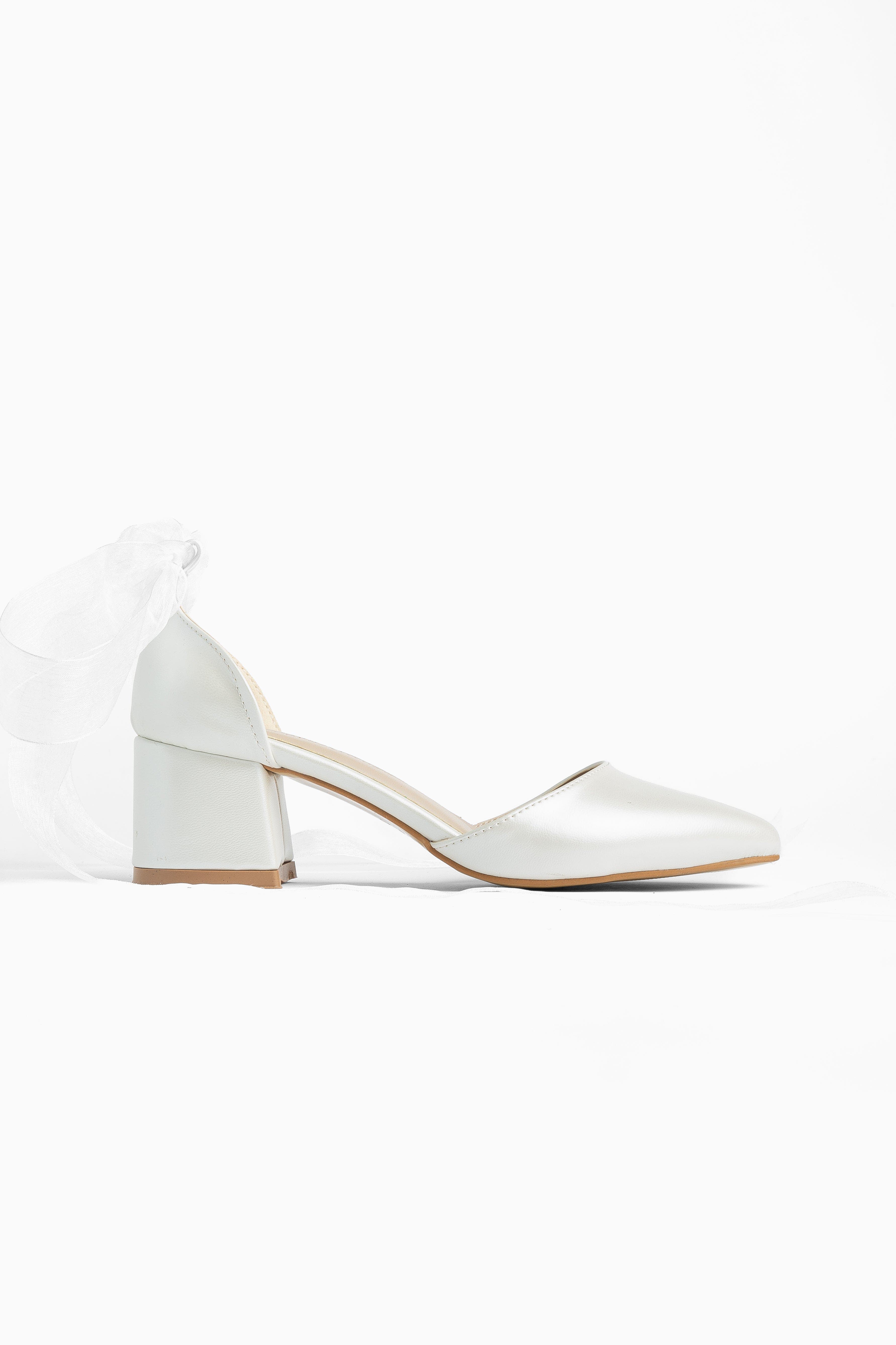 Fiona Low Block Heels with Ribbon, Alternate, color, Ivory