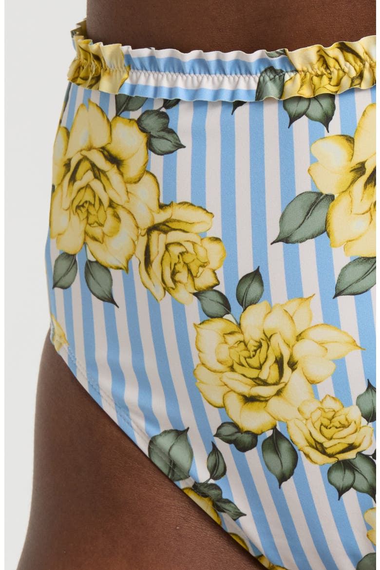 Ruffle Trim High Waist Bikini Bottoms, Alternate, color, YELLOW ROSE