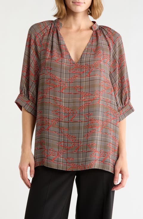 V-Neck Check Top