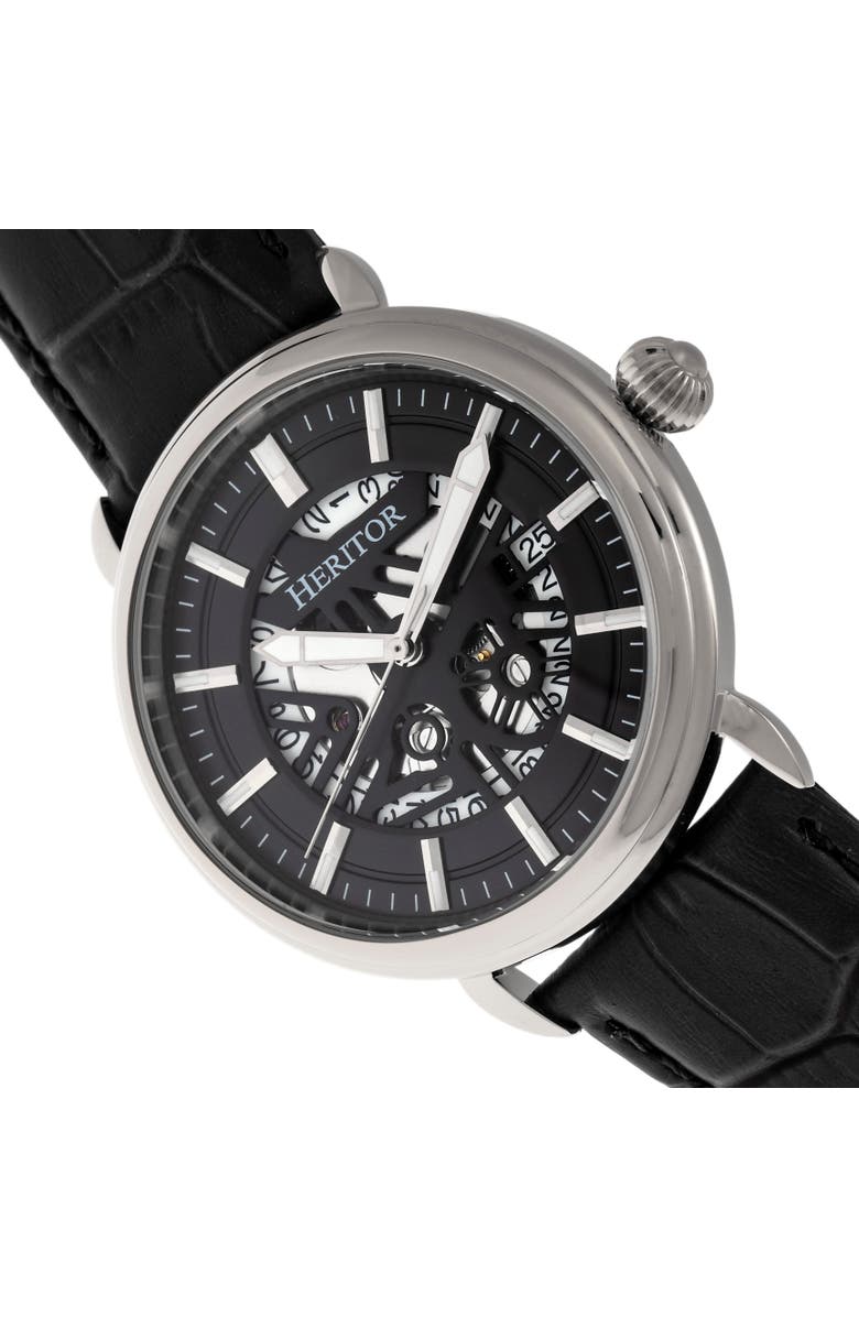 Heritor Automatic Mattias Leather-Band Watch w/Date, Alternate, color,