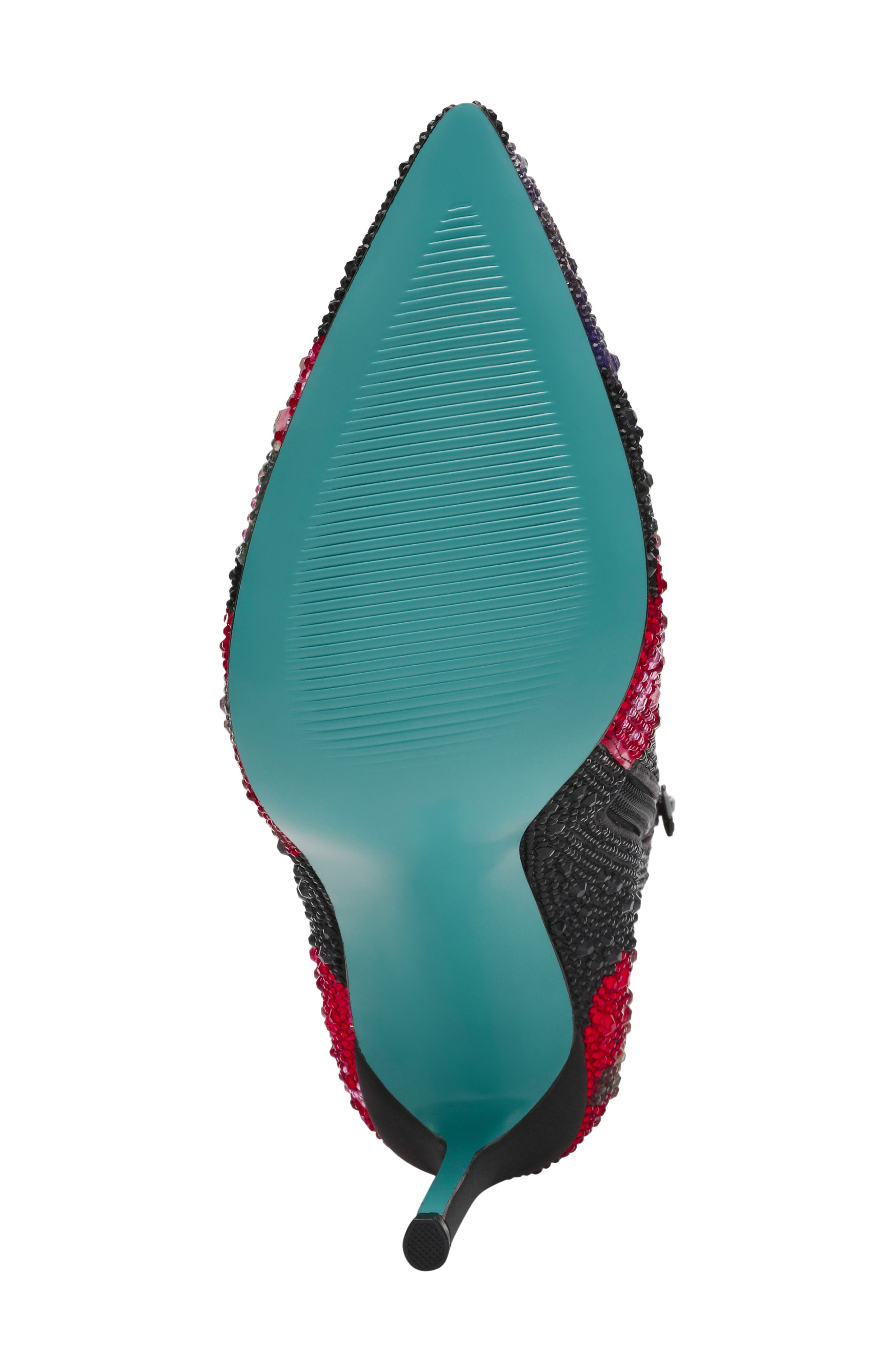 Betsey Johnson Belle Rhinestone Floral Bootie, Alternate, color, Black Flower Multi