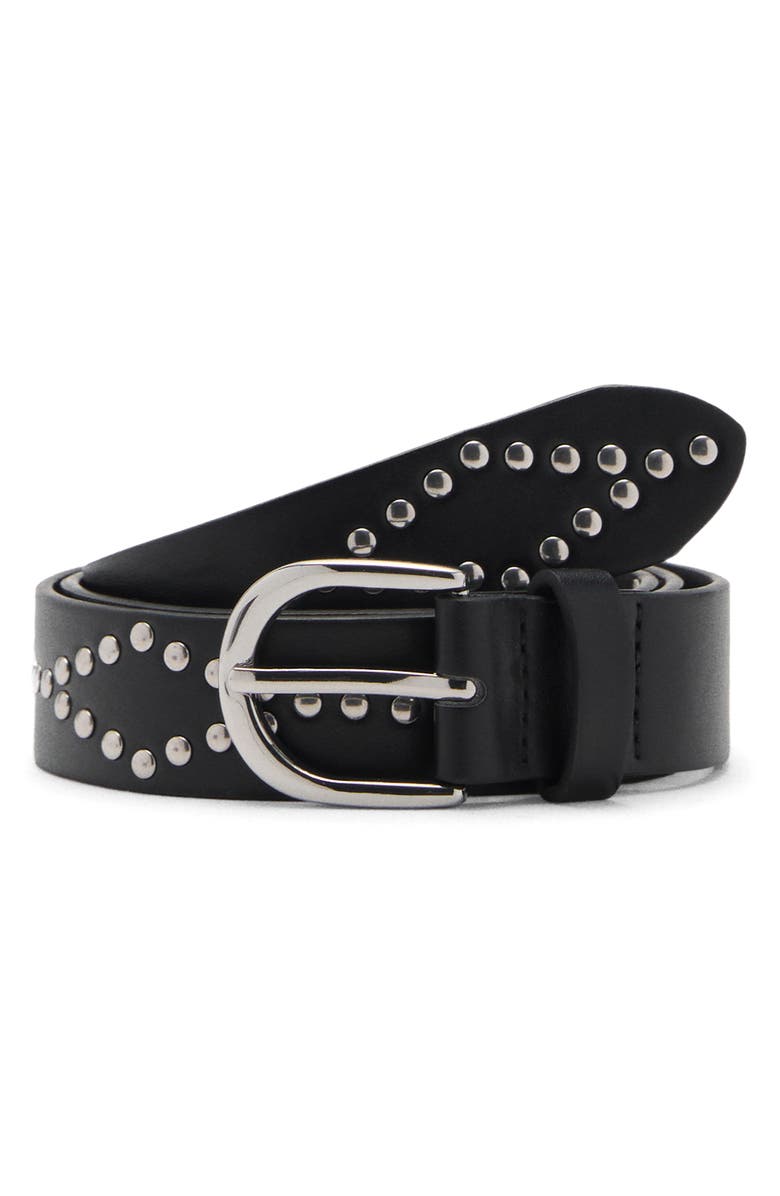 MANGO TEEN Studded Belt, Main, color, Black