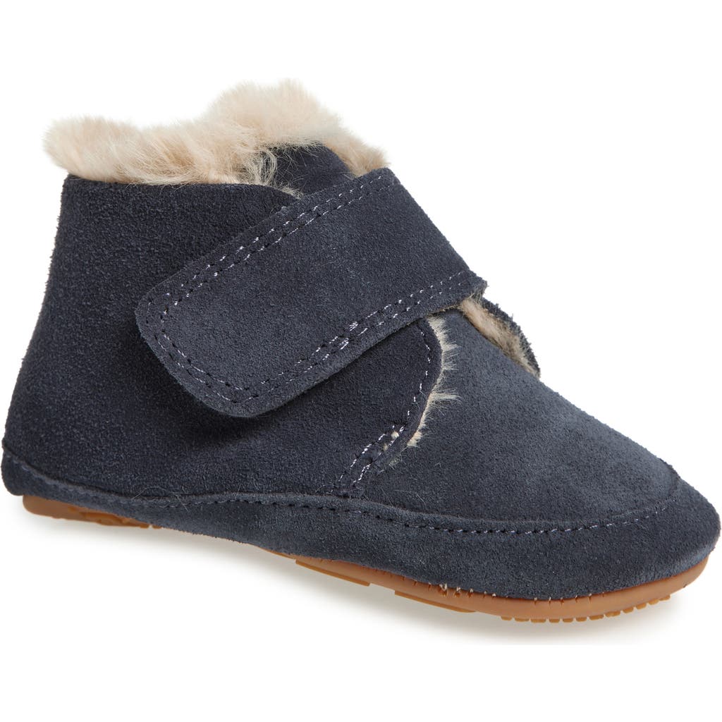 OLD SOLES Shloofy Faux Shearling Boot in Navy Suede