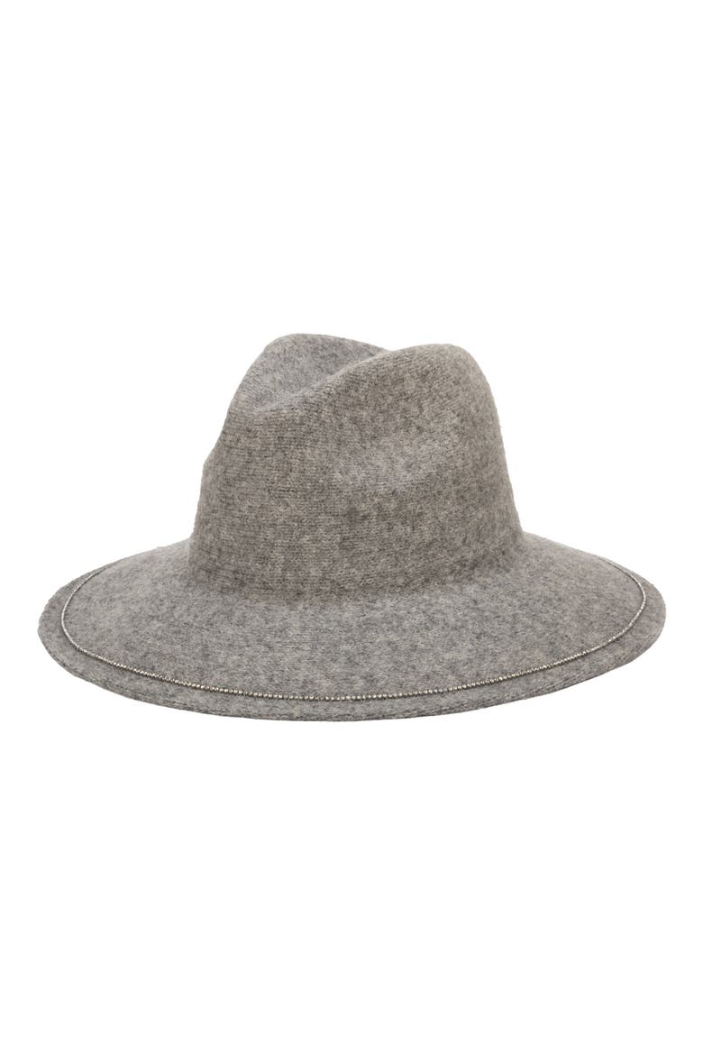 Rhinestone Trim Knit Fedora, Main, color, GREY