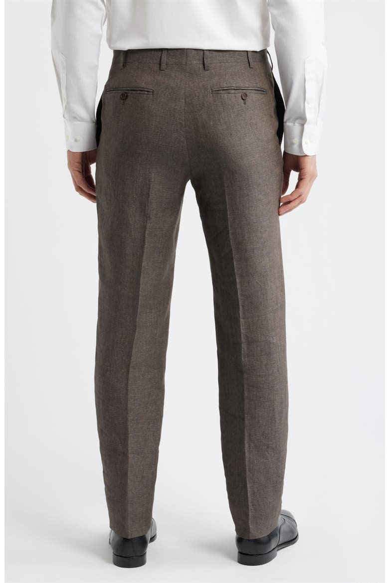 Siena Regular Fit Flat Front Linen Suit Pants, Alternate, color, BROWN