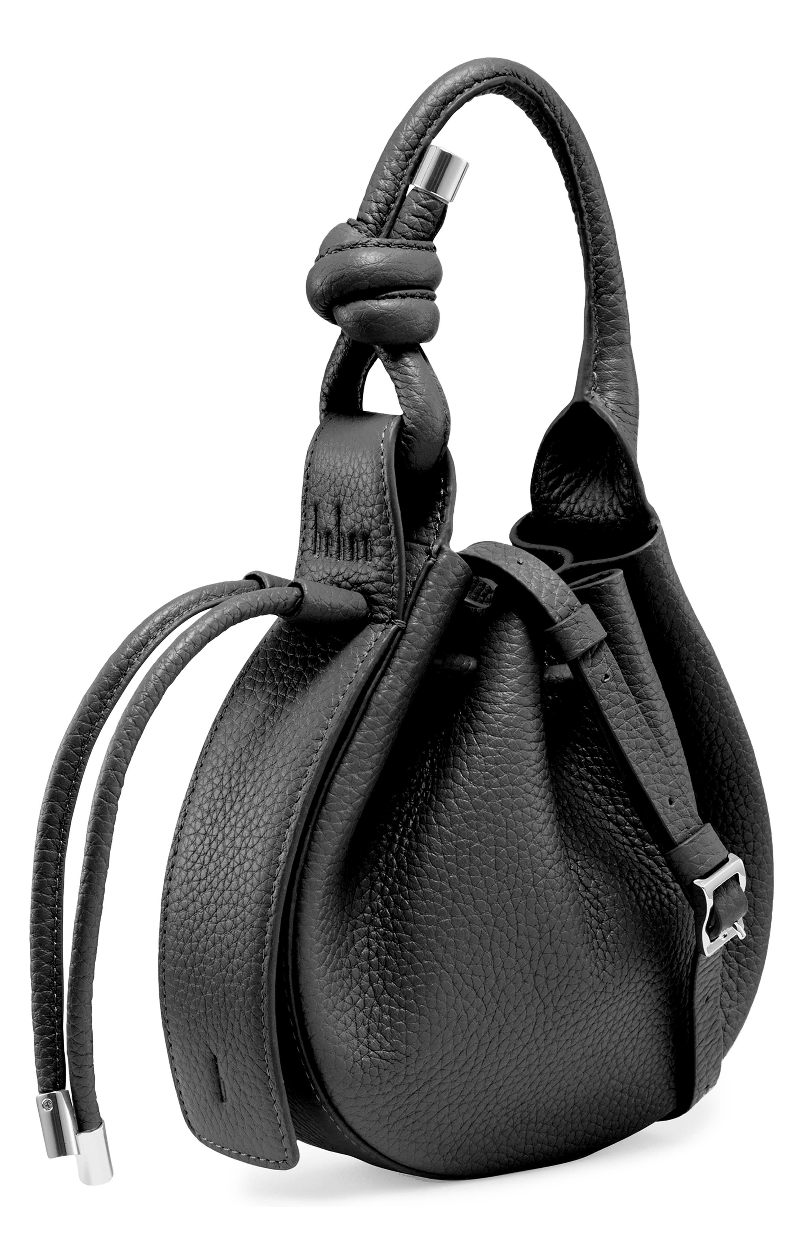 behno Mini Ina Pebble Leather Crossbody Bag, Alternate, color, Black