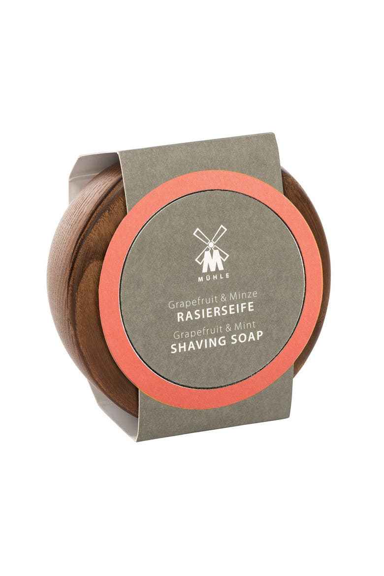 Grapefruit & Mint Shaving Soap in Steamed Ash Bowl, Main, color, Steamed Ash