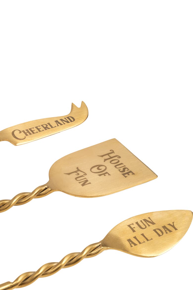Rampur Set Of 3 Steel Cheese Serving Cheerland, Alternate, color, Gold
