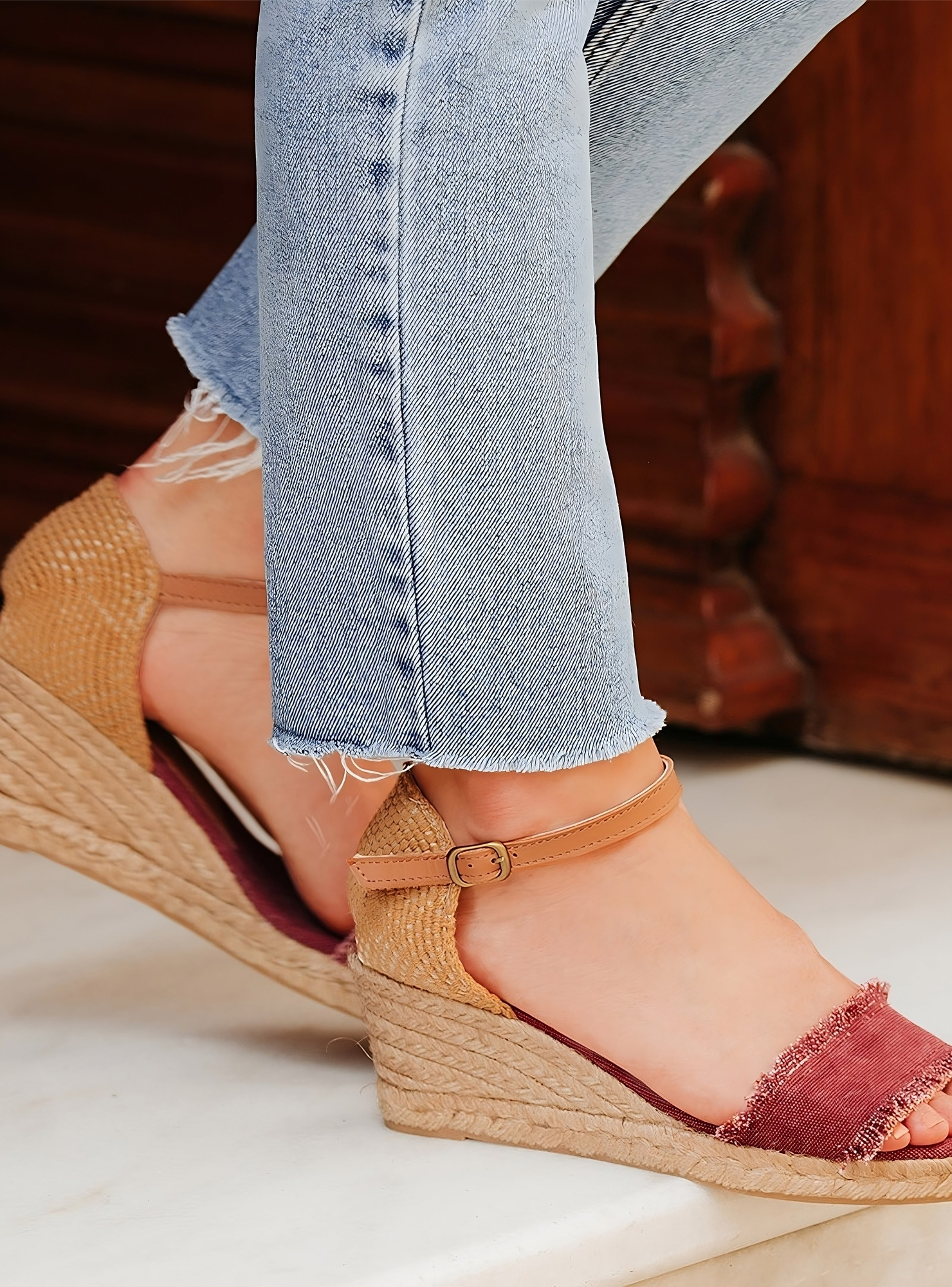 Menina Step Inesa Single Fringed Band Espadrille, Alternate, color, Terra Cotta
