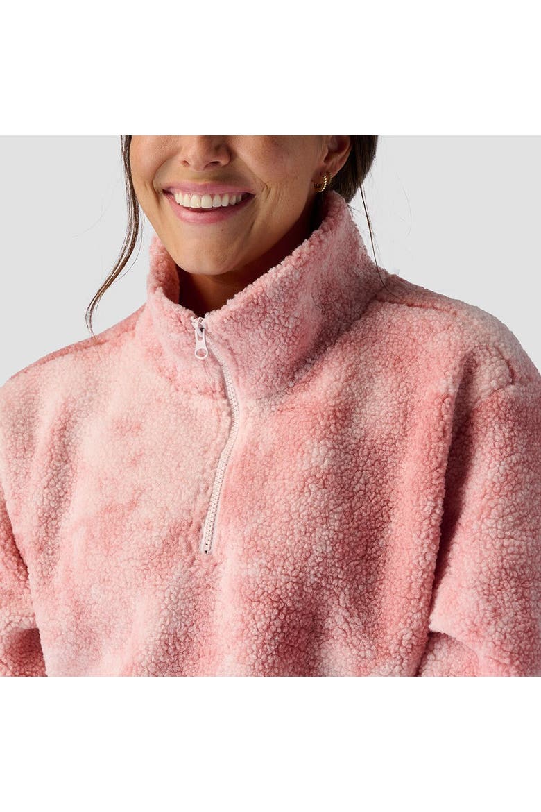 Printed Mid Pile Fleece 1/4 Zip Pullover - Women's, Alternate, color, Pink Cloud Prink