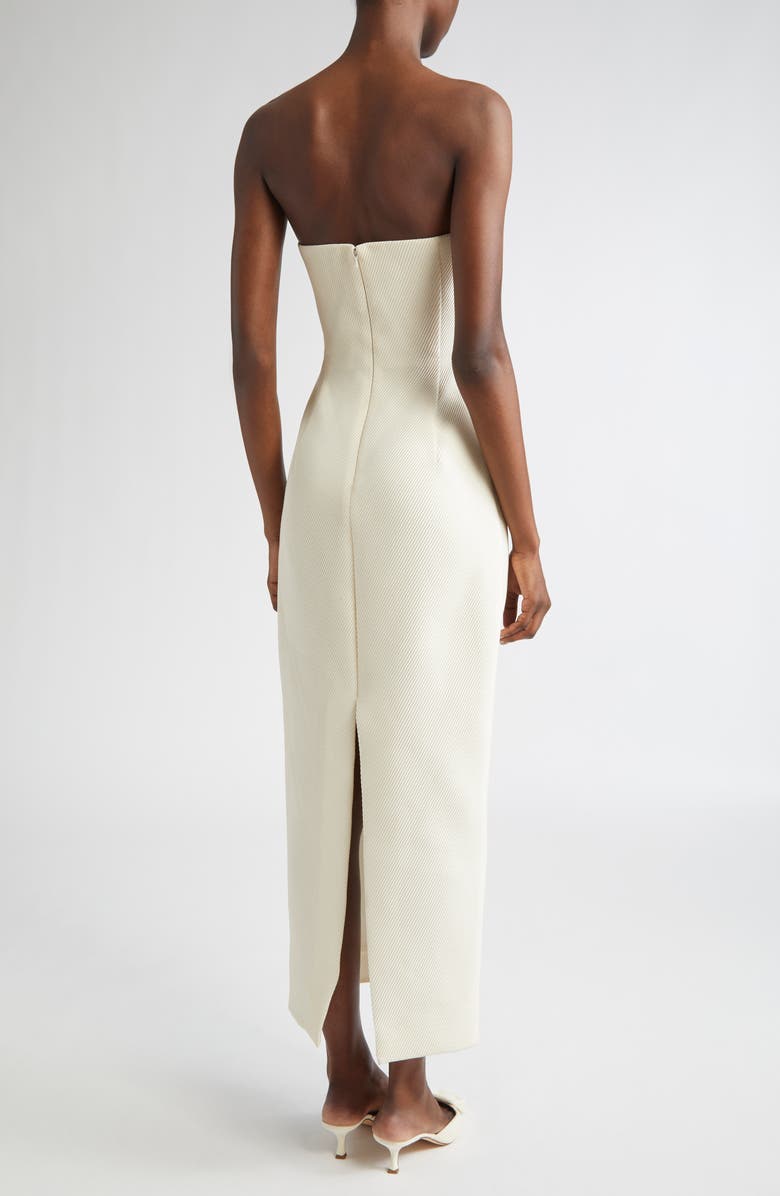 Lela Rose Draped Tulip Textured Satin Sheath Dress, Alternate, color, Cream