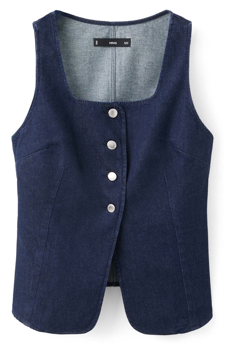 MANGO Square Neck Denim Vest, Alternate, color, Open Blue