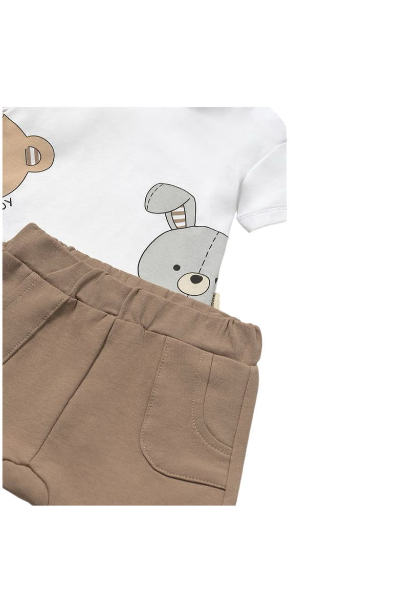 Mayoral Teddy Muffin Shorts Set, Alternate, color, Brown