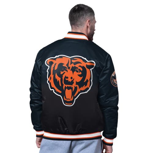 Starter Navy Chicago Bears Pass Rush Varsity Full-snap Jacket In Multi