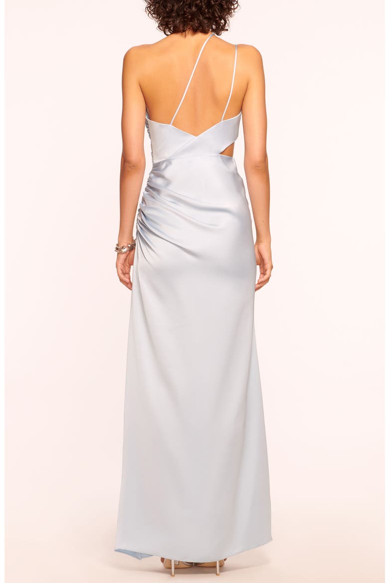 Kaydence One-Shoulder Cutout Detail Satin Sheath Gown, Alternate, color, CRYSTAL BLUE