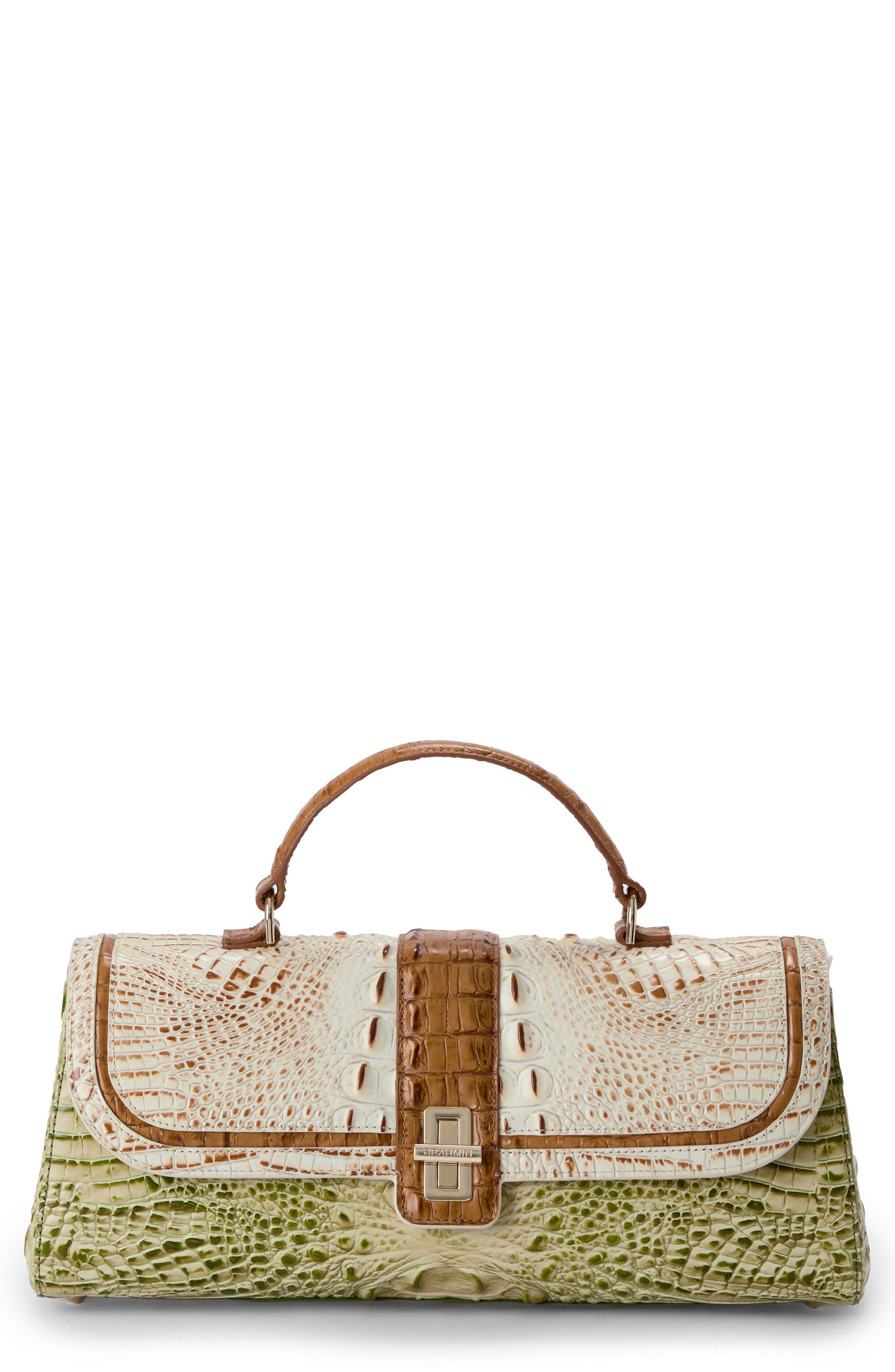 Brahmin Dayan Colorblock Croc Embossed Leather Top Handle Bag, Main, color, 