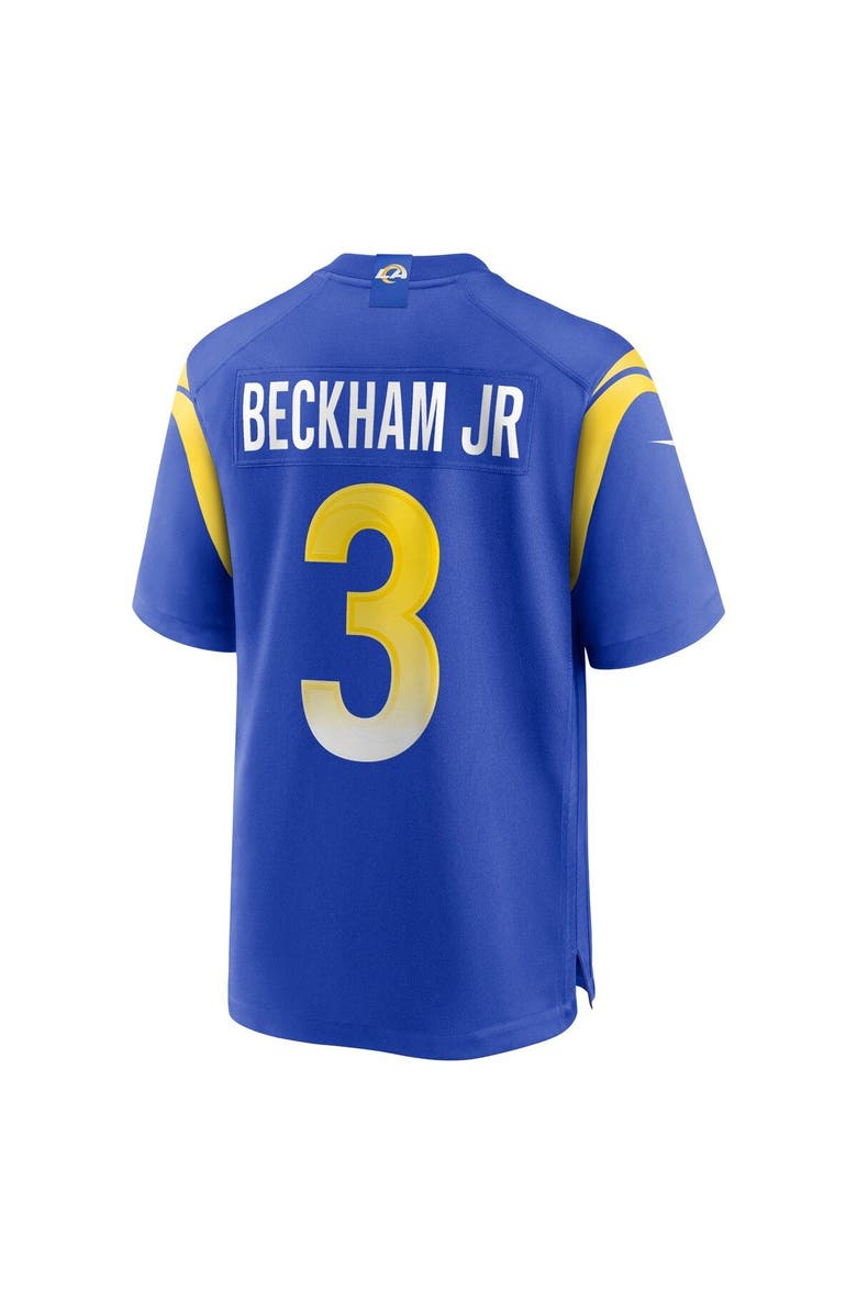 Nike Men's Nike Odell Beckham Jr. Royal Los Angeles Rams Super Bowl LVI Game Patch Jersey, Alternate, color,