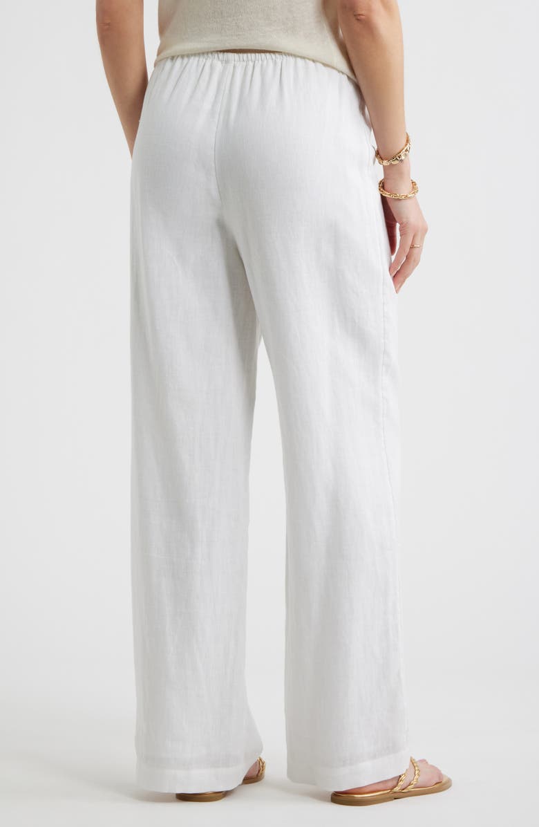 Caslon<sup>®</sup> Pull-On Wide Leg Linen Pants, Alternate, color, White
