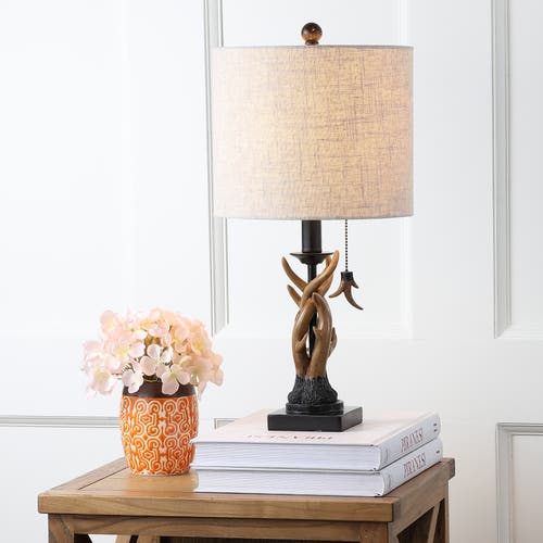 Jonathan Y Designs Gaston 20.5in Resin Mini Table Lamp In Black/brown