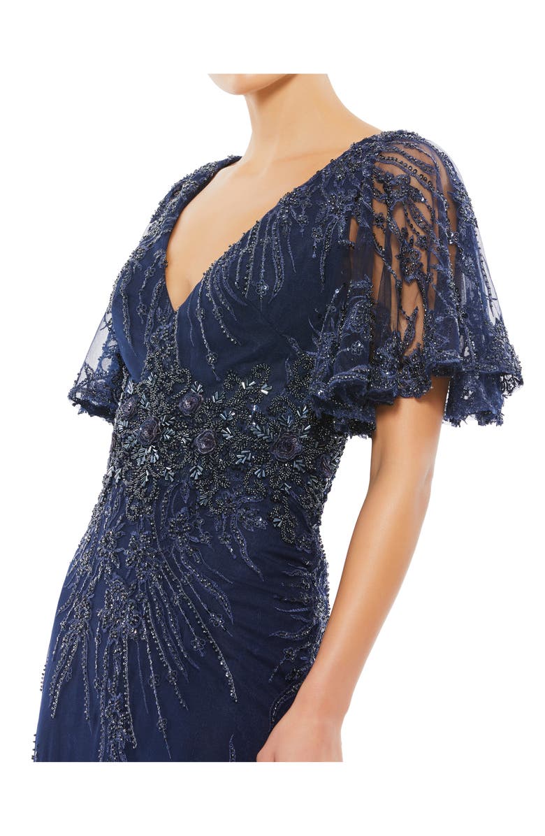 Mac Duggal Sequin Butterfly Sleeve Lace Gown, Alternate, color,