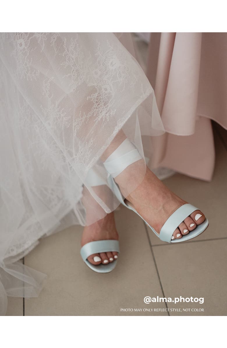 Kailee P Naomi Satin Block Heel Wedding Sandal with Wrapped Satin Ribbon Tie, Alternate, color, Light Blue